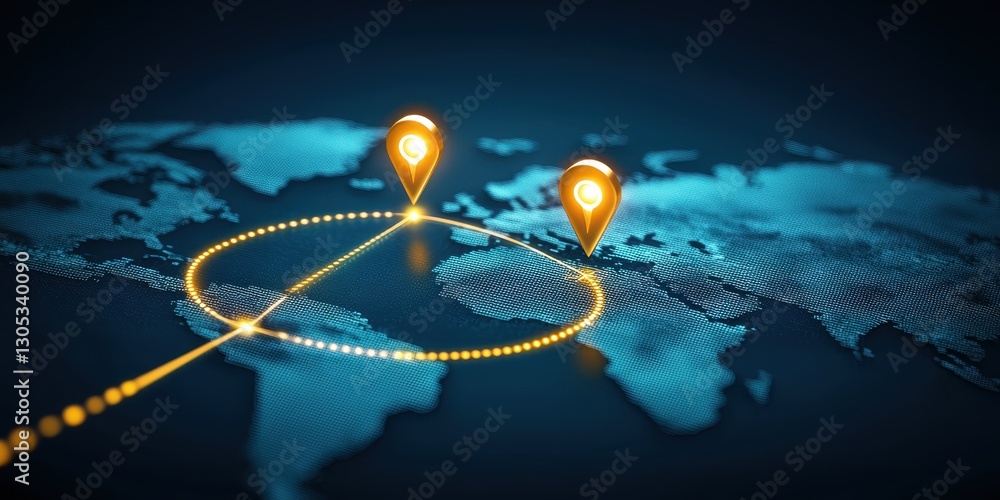 Poster e-commerce, delivery, and analytics combined for a seamless business experience, digital map with lo