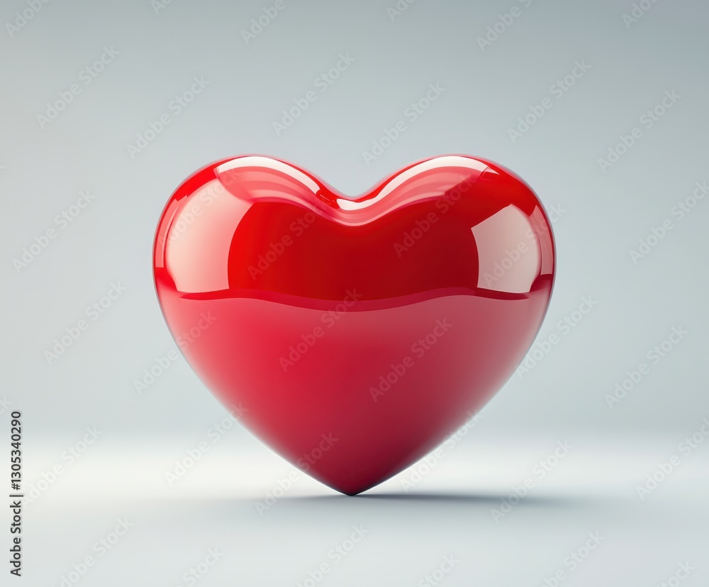 Poster glossy red heart symbol on soft background representing love, affection, and romantic connections fo
