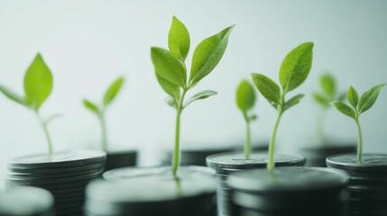 Money Matters. Growing Your Investment with Coin Stacks and Green Leaf for Financial Wellness