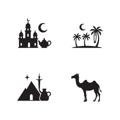  Islamic symbols Black and white silhouettes