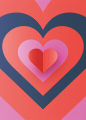 Geometric background with paper cut heart. Modern design for Valentine’s Day, Mother’s Day and Women’s Day. Vector illustration