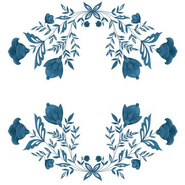 set of floral elements folk style simetric