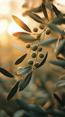 Olive tree branch with ripe olives, Easter and Palm Sunday symbol