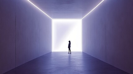 Obraz premium Silhouette in a minimalist illuminated space.