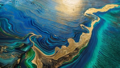 abstract arial view of golden reef in the ocean