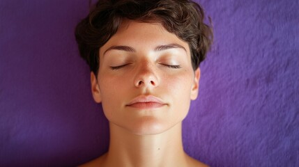 Nadi Shodhana Pranayama: Caucasian Female Doing Alternate Nostril Breathing Exercise at Home