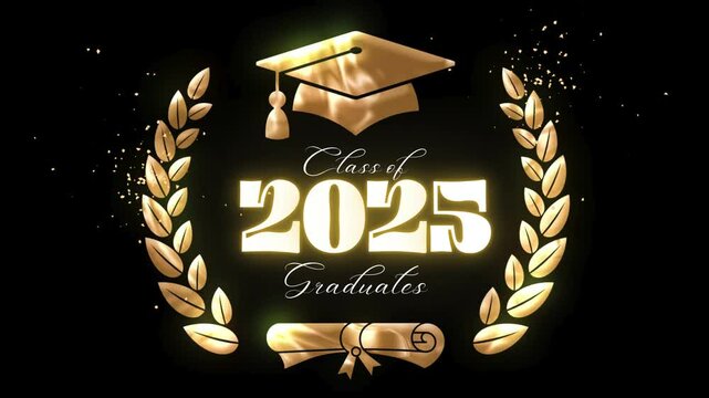 Black Gold Luxury Classy Graduation Greeting Video 4k.Theme of graduation concept 4k Background.Class Of 2025 Graduation Video 4k.