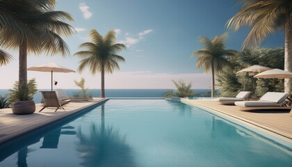 Fototapeta premium swimming pool summer vacation concept 3d rendering