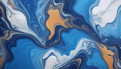 Painting with blue and gold swirls
