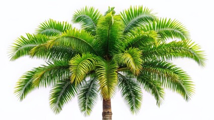 Fototapeta premium Foxtail Palm Tree Top View Isolated on White Background - Stock Photo
