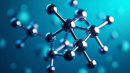Fototapeta premium Molecular structure illustration in silverblue hues