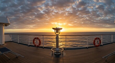 Scenic Sunrise View from a Cruise Ship Deck Overlooking the Ocean
