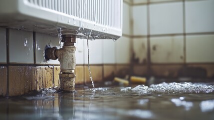 A Water Leak Stemming from an Old, Damaged Heater 
