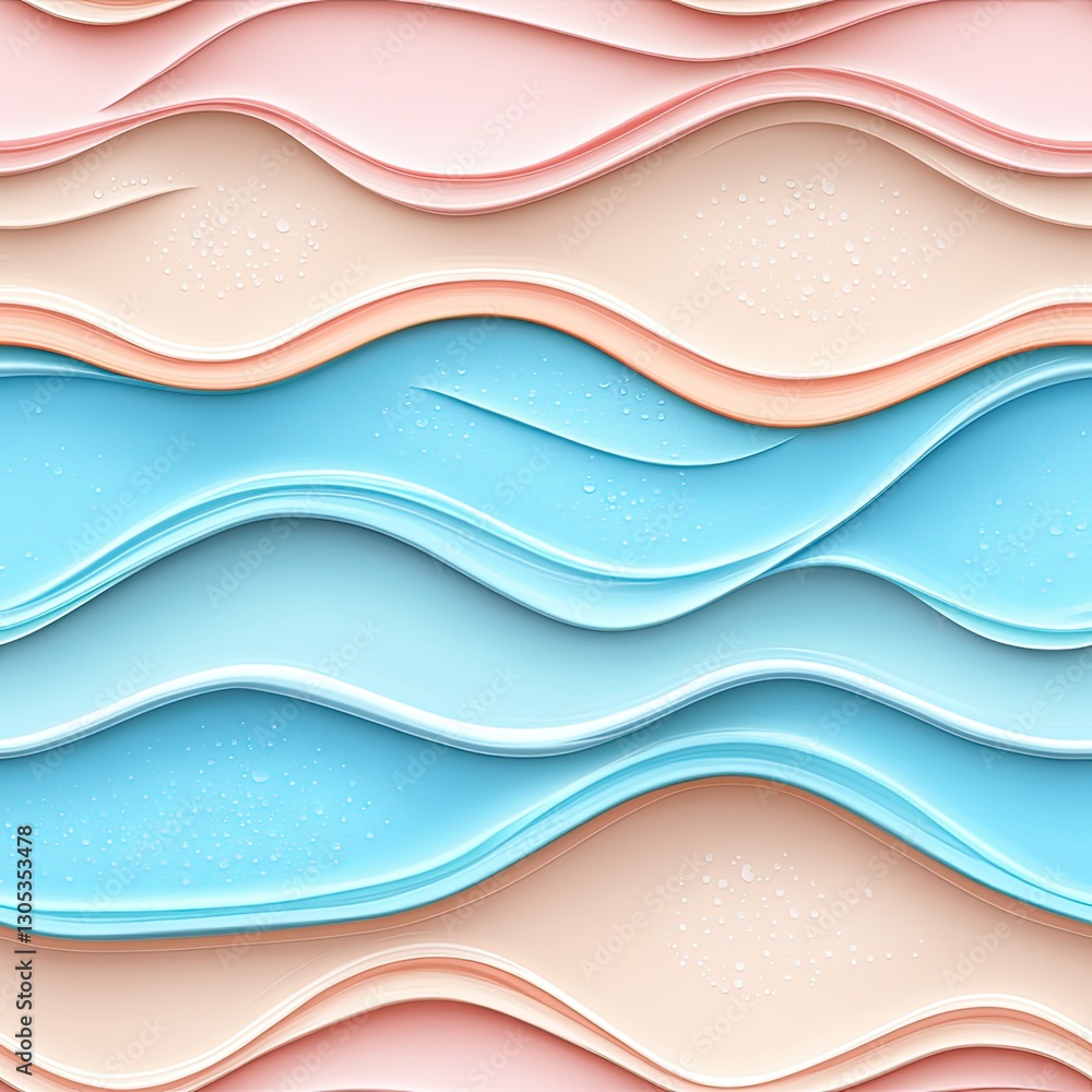 Poster soft waves of colorful paper layers in pastel tones for creative background use