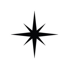 Black Star, Twinkling stars, Sparkles, Shining burst, Sun, Moon phase. Vector star on white background	