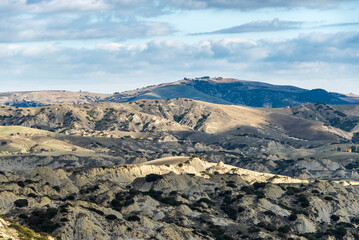 countryside landscape inside the Badlands National Park, Basilicata, Italy