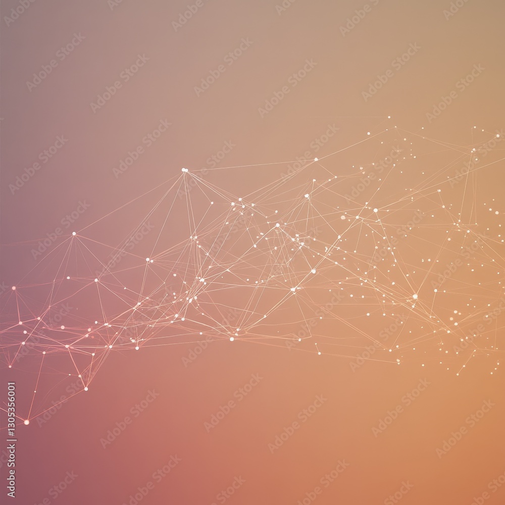 Leinwandbilder Abstract Network Connection on Gradient Background, Representing Data Flow and Connectivity.