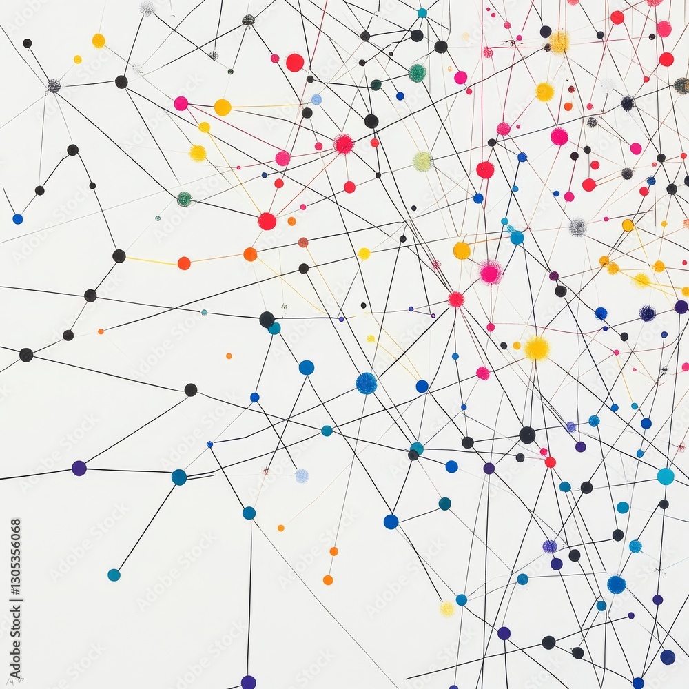 Aufkleber abstract network of colorful dots and lines: a visual representation of connectivity and interconnec