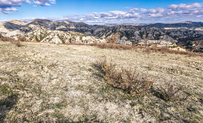 countryside landscape inside the Badlands National Park, Basilicata, Italy