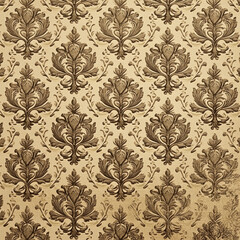 Fototapeta premium Elegant vintage wallpaper pattern featuring intricate floral designs in neutral tones with a classic touch