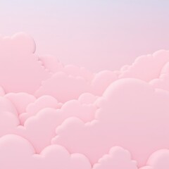 Fototapeta premium Soft 3D pastel pink clouds with a dreamy lavender gradient background. Cute minimalist 2026 cloud illustration for wallpaper, decor and design use.