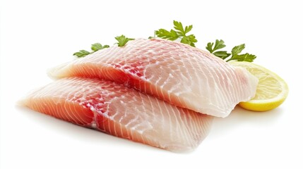 Nile Tilapia fish isolated on white background. Freshwater delicacy concept