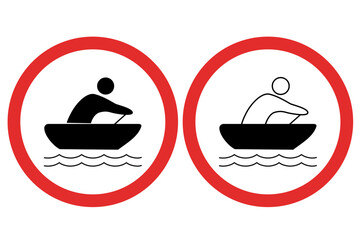 No Boating Allowed Prohibited Sign Icons