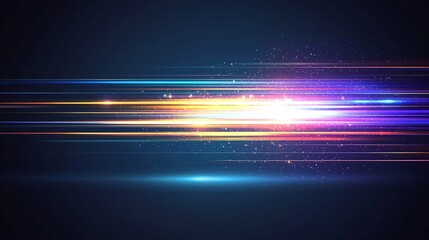 Vibrant Light Streaks Abstract Background: Neon Colors & Glowing Lines