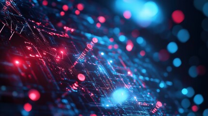 Fototapeta premium Advanced AI Quantum Computing System with Glowing Data