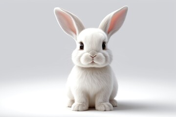 Fototapeta premium there is a white rabbit with pink ears sitting on a white surface