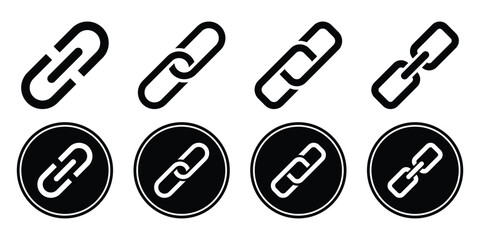 Link icon set vector. Chain icon. Hyperlink icon. Isolated link icon.