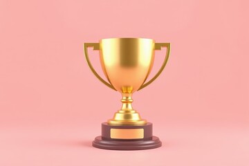 Fototapeta premium a close up of a golden trophy on a pink background