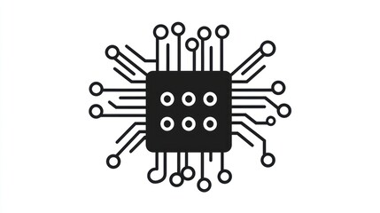 Obraz premium Abstract electronic circuit, technology icon, flat design, vector graphic, illustrative, digital components