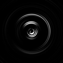 Black and white radial motion effect. Abstract rounded background. Grayscale curves and sphere.
