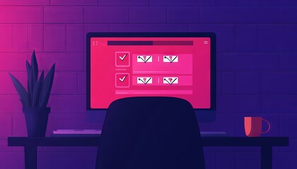 Evening Home Office Workspace with Checked Emails