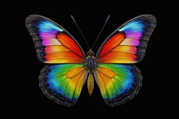 Fototapeta premium a close up of a colorful butterfly on a black background
