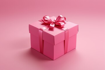Fototapeta premium there is a pink gift box with a pink bow on it