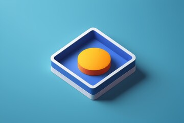 a close up of a square object with a yellow object in it