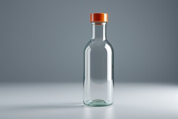 Fototapeta premium there is a glass bottle with a orange lid on a table