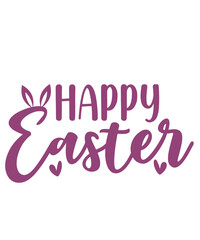 Happy Easter typography clip art design on plain white transparent isolated background for card, shirt, hoodie, sweatshirt, apparel, tag, mug, icon, poster or badge
