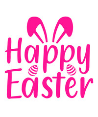Happy Easter typography clip art design on plain white transparent isolated background for card, shirt, hoodie, sweatshirt, apparel, tag, mug, icon, poster or badge