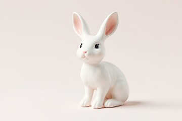 Obraz premium there is a white rabbit figurine sitting on a pink surface