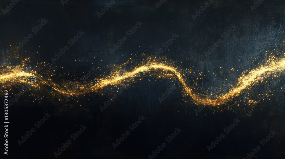 Poster abstract golden stream on dark background, visual effect, possible use in design projects
