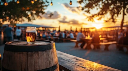 beer on beer barrel at a festival
