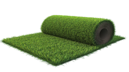 Artificial turf installation close-up of a green garden space