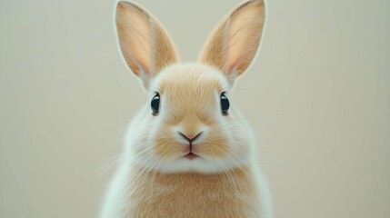 Obraz premium Adorable Bunny Portrait: Captivating gaze of a cute bunny, featuring expressive eyes and long ears. The soft, fluffy fur and innocent expression radiate warmth and charm.