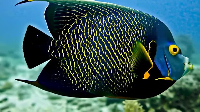 Regal Blue Tang Swimming in Ocean
