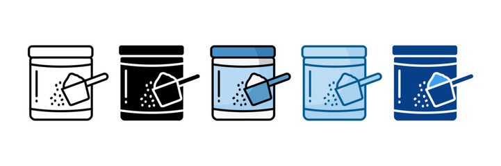 Collagen Powder Icon Set Multiple Style Collection