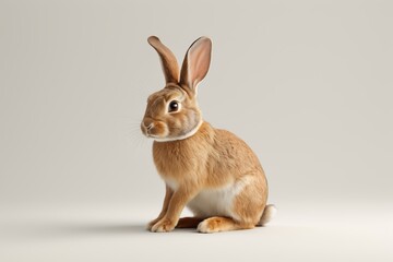 Fototapeta premium there is a rabbit sitting on the floor with a white background