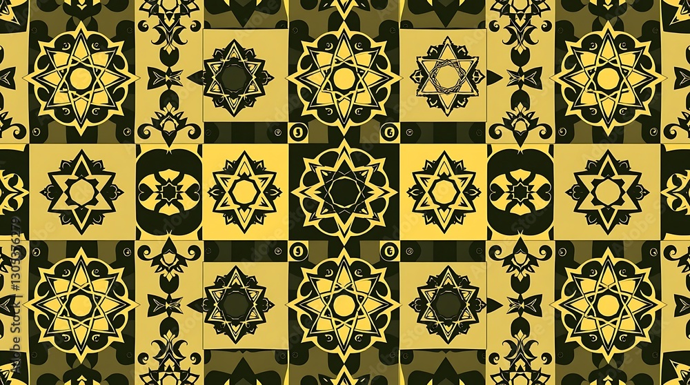 Poster golden ornament pattern: a mesmerizing seamless pattern with intricate geometric and floral designs 